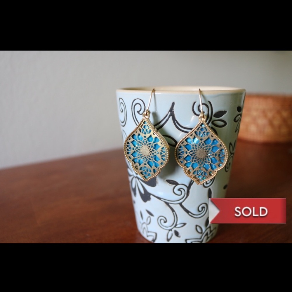 SOLD! Gold and blue Moroccan earrings